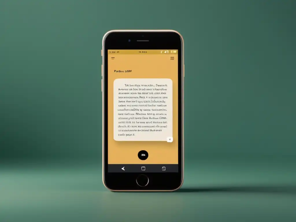 Imagen de un smartphone con la app de poesía digital, mostrando un poema vibrante