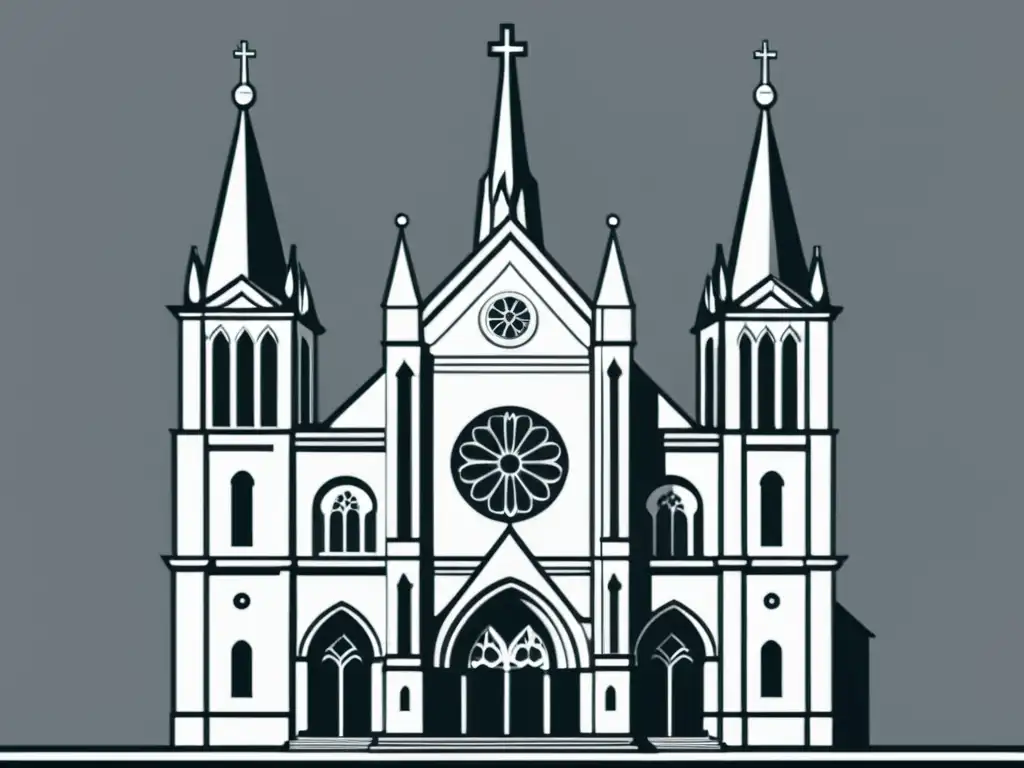 Imponente catedral en línea minimalista, reflejando calma y simetría