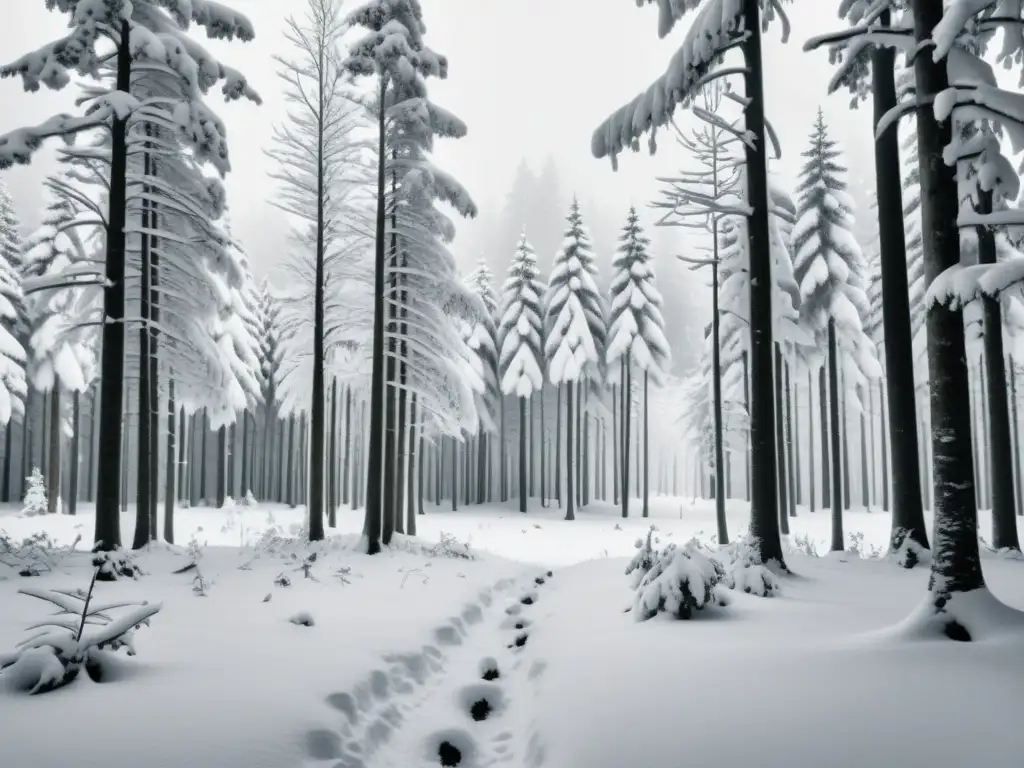 Imponente paisaje invernal de árboles cubiertos de nieve