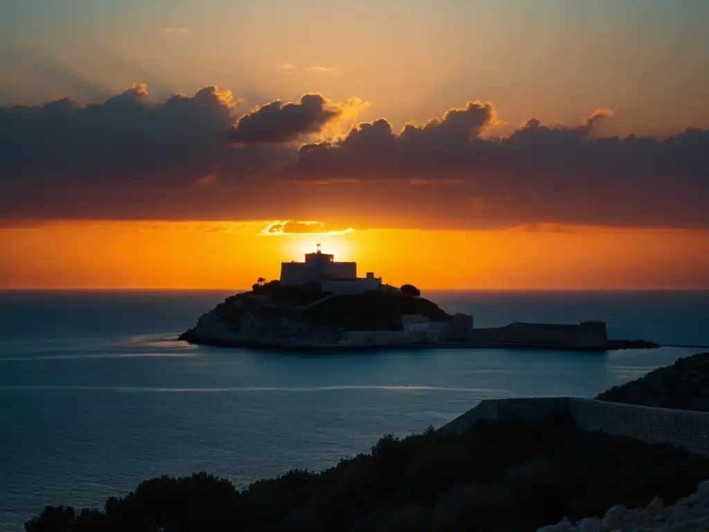 La imponente silueta del Château d'If en el Mediterráneo al atardecer, evoca la venganza en El Conde de Montecristo