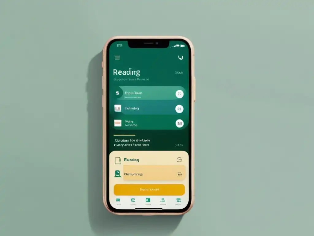 Interfaz de app de lectura moderna y elegante