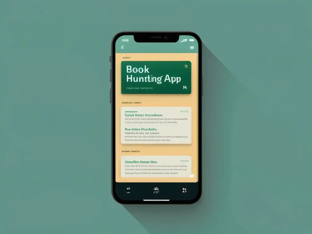 Interfaz elegante de app para comprar libros raros con algoritmo sofisticado y diseño moderno