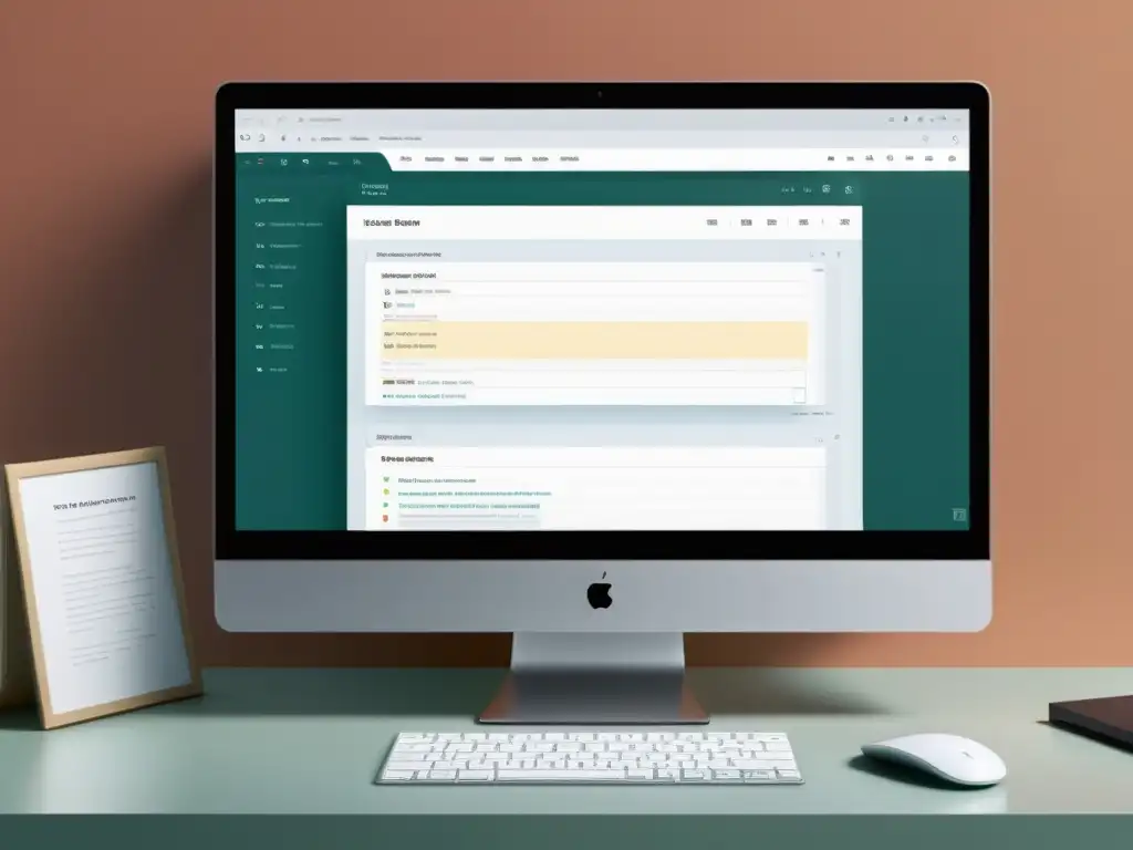 Interfaz elegante de software escritura no lineal en pantalla de ordenador, con diseño limpio y versátil