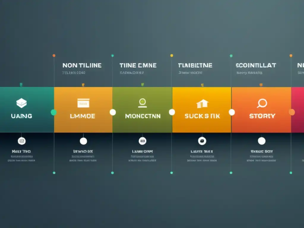 Interfaz de software de escritura no lineal con líneas y nodos coloridos