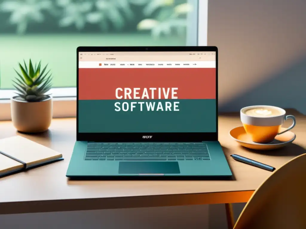 Una laptop con software para escritores en un ambiente inspirador y productivo