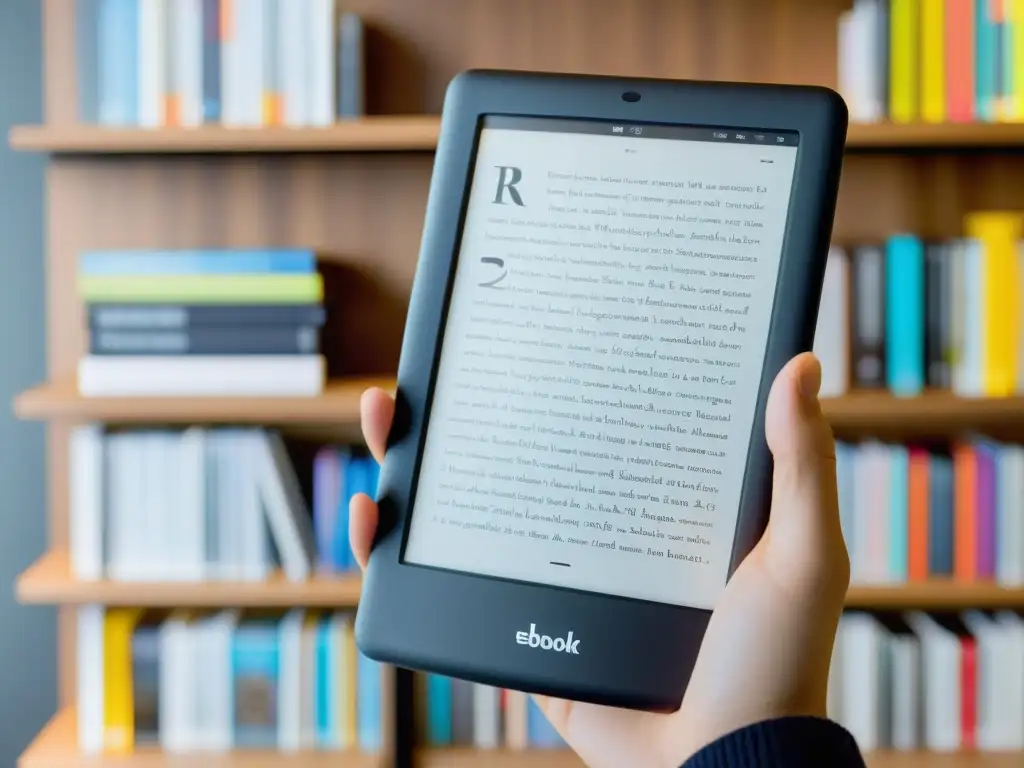 Un lector de ebooks moderno muestra una narrativa digital hipervínculos ebooks con contenido multimedia vibrante e interactivo