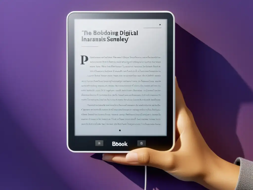 Un lector de ebooks muestra una narrativa digital dinámica con hipervínculos y elementos multimedia