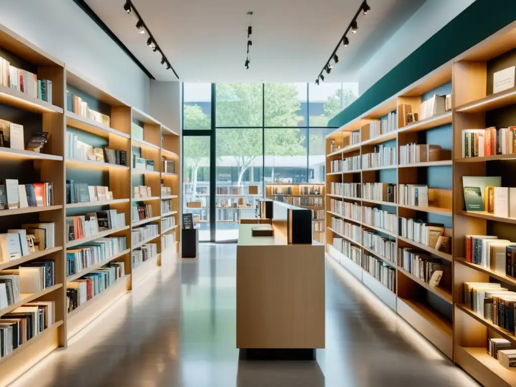 Una librería moderna con luz natural y distribución global para autores independientes