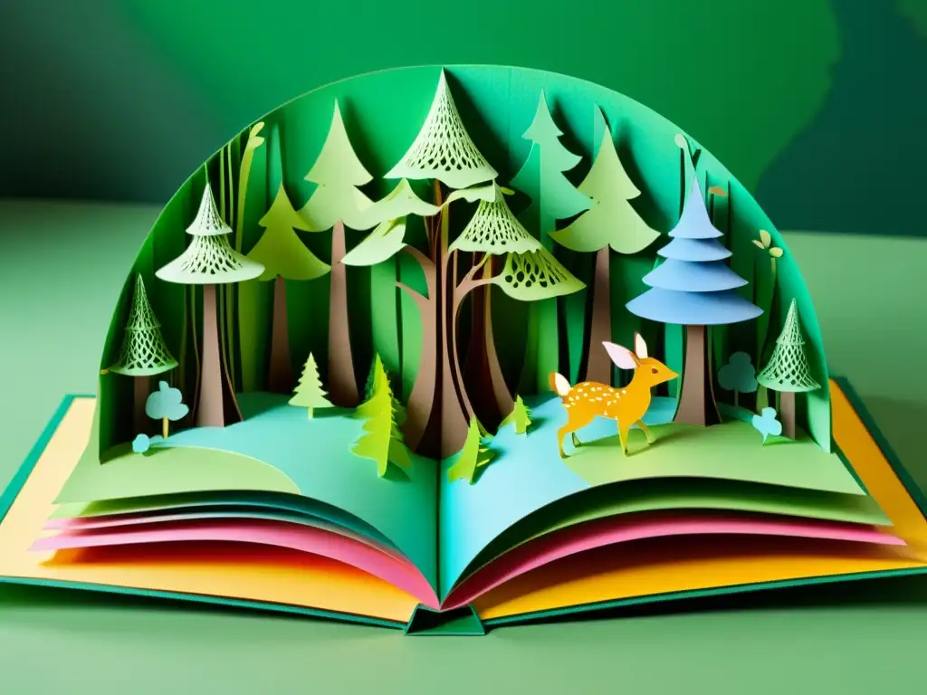 Libro popup tridimensional de una mágica foresta con detalles encantadores, ideal para coleccionistas de ediciones tridimensionales libros