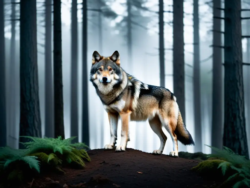 Un lobo solitario en un oscuro bosque, reflejo de la enigmática protagonista de 'Loba negra'