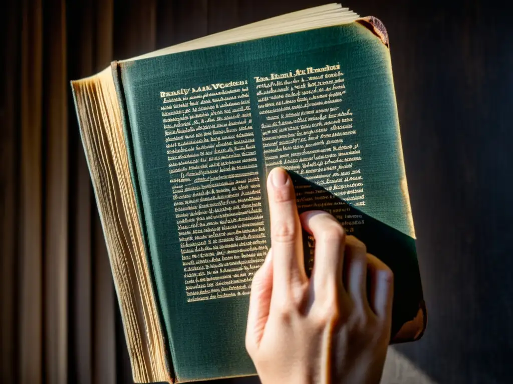 Mano gastada sostiene libro de poesía Una mano arrugada sostiene un libro de poesía desgastado, en una imagen detallada y emotiva