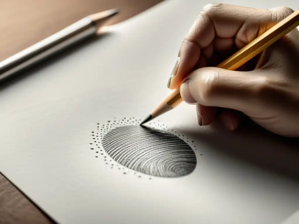 La mano de un escritor sostiene un lápiz sobre una hoja en blanco, bañada por luz natural, resaltando cada detalle