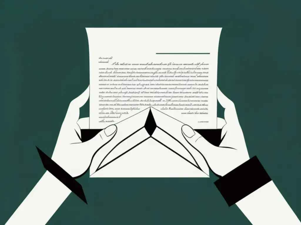 Manos intercambian carta en ilustración minimalista en blanco y negro, evocando la novela epistolar Las amistades peligrosas