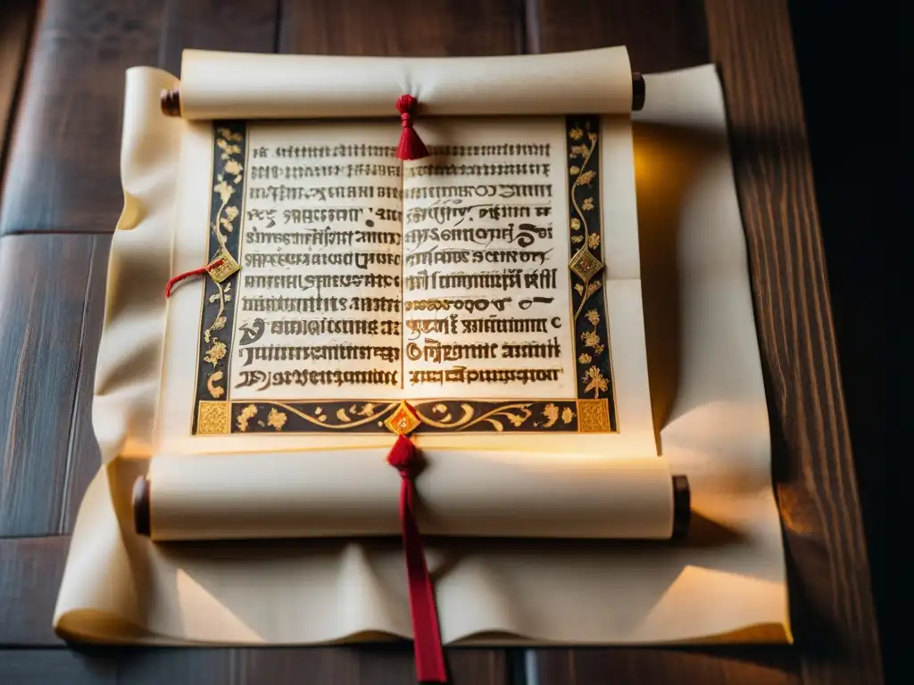 Manuscrito bizantino iluminado en lectern de madera oscura, bañado en luz natural, captura la conexión entre la literatura bizantina y la antigüedad