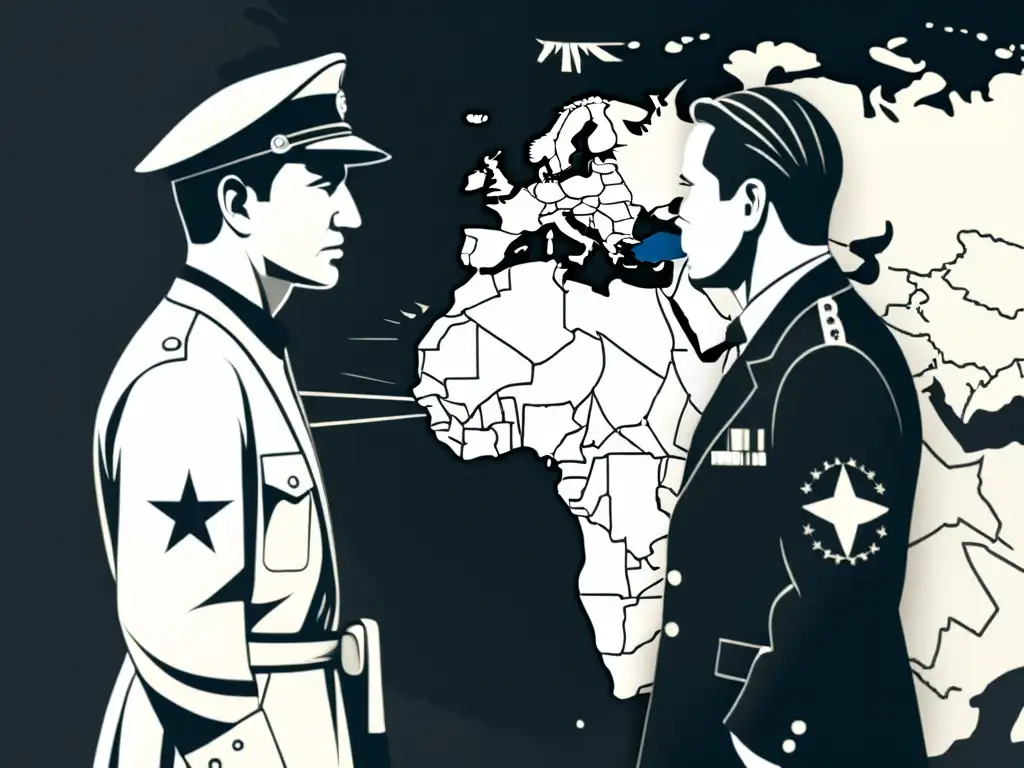 Ilustración minimalista en blanco y negro de mapas superpuestos que representan conflictos y convergencias en la literatura postcolonial