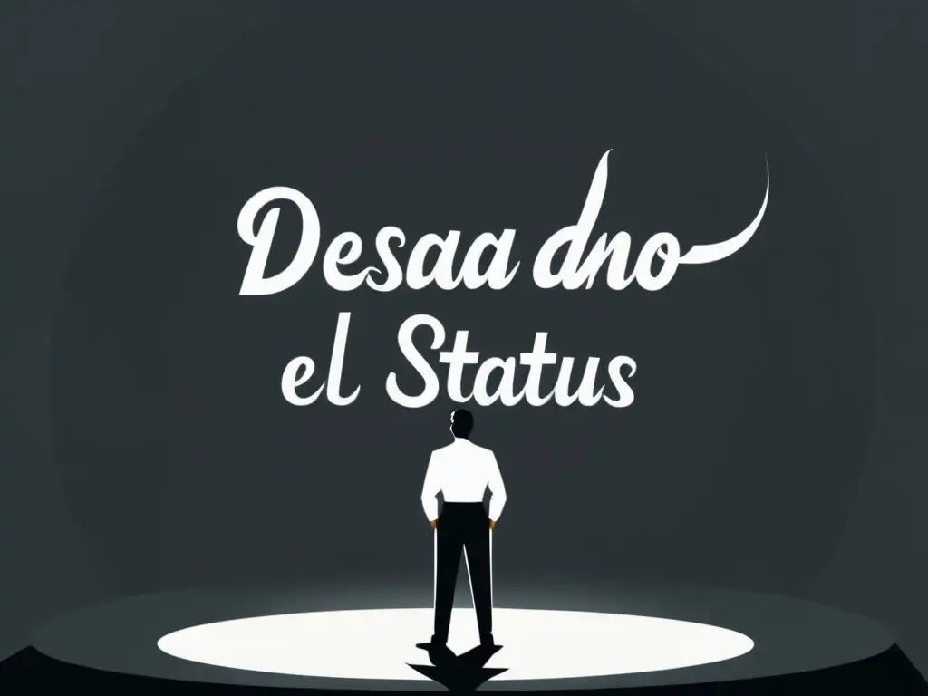 Ilustración minimalista en blanco y negro de un poeta desafiando el status quo con poesía en el escenario, irradiando determinación y poder expresivo