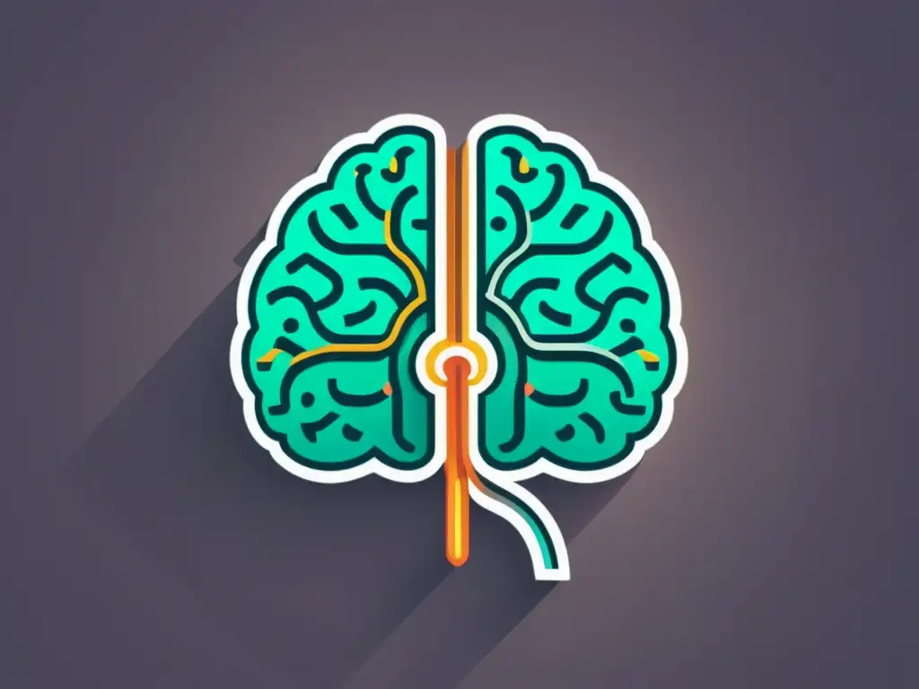 Ilustración minimalista de un cerebro con vías interconectadas, representando la complejidad de las teorías psicológicas y su influencia en la creación de personajes literarios complejos