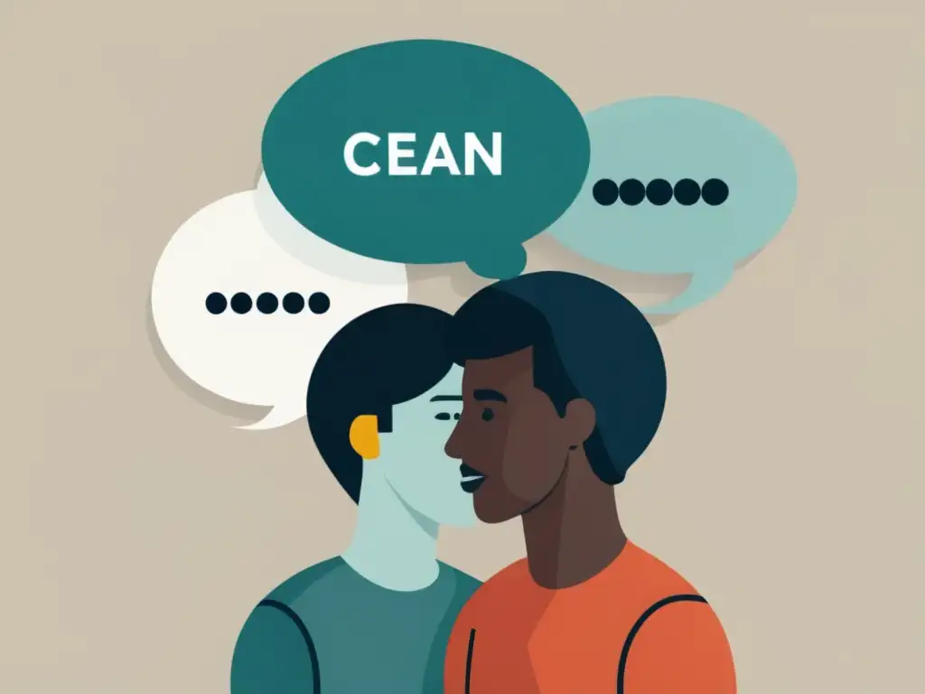 Un ilustración minimalista de una persona con dos burbujas de diálogo, representando el significado cultural del código switching