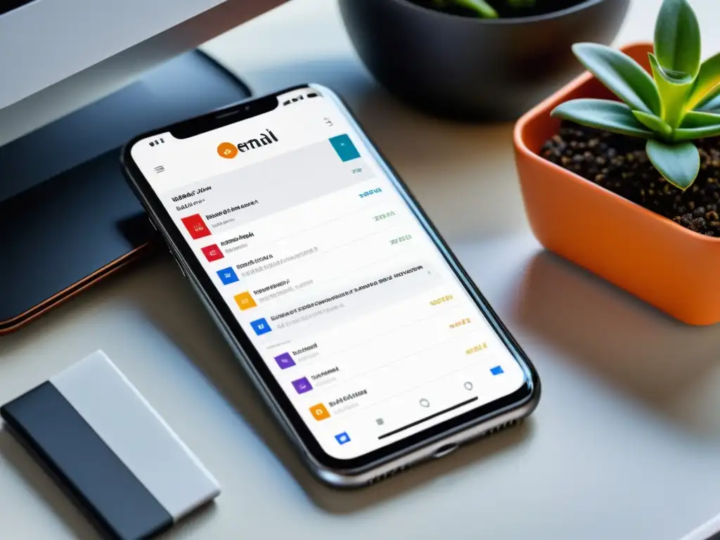 Un moderno buzón de correo electrónico en un smartphone, con secuencias de correo electrónico para lectores vibrantes y atractivas
