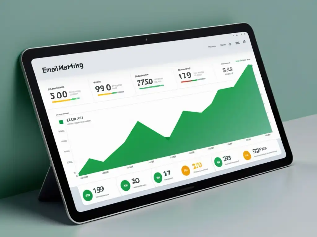 Dashboard moderno de campaña de email marketing, con gráficos nítidos y visualización de datos