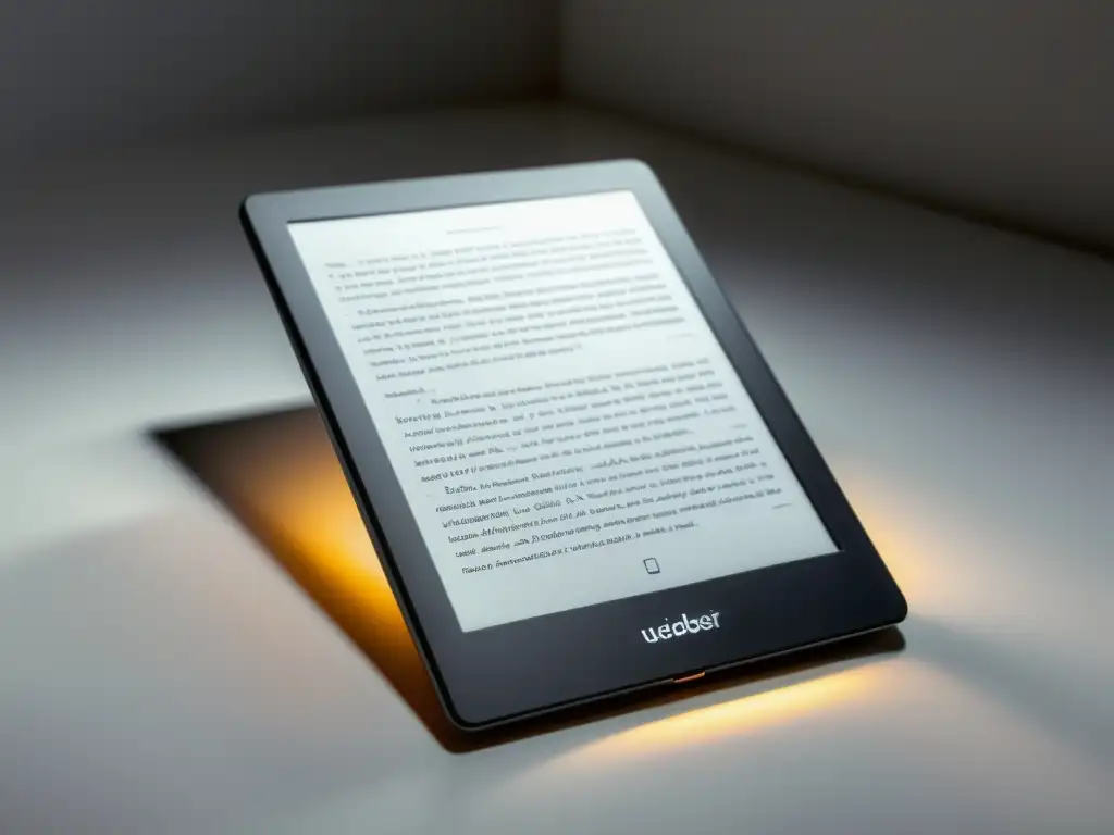 Un moderno lector de libros electrónicos de alta resolución iluminado por luz natural, reflejando las tendencias en la industria editorial