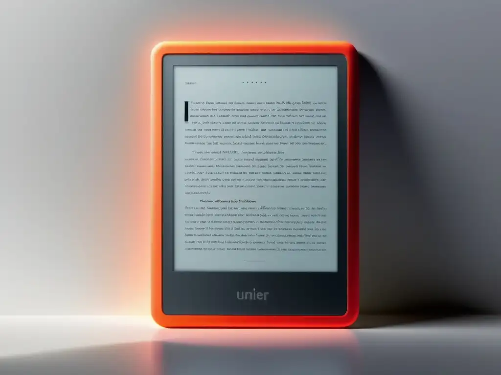 Un moderno ereader muestra la portada de un ebook colorido