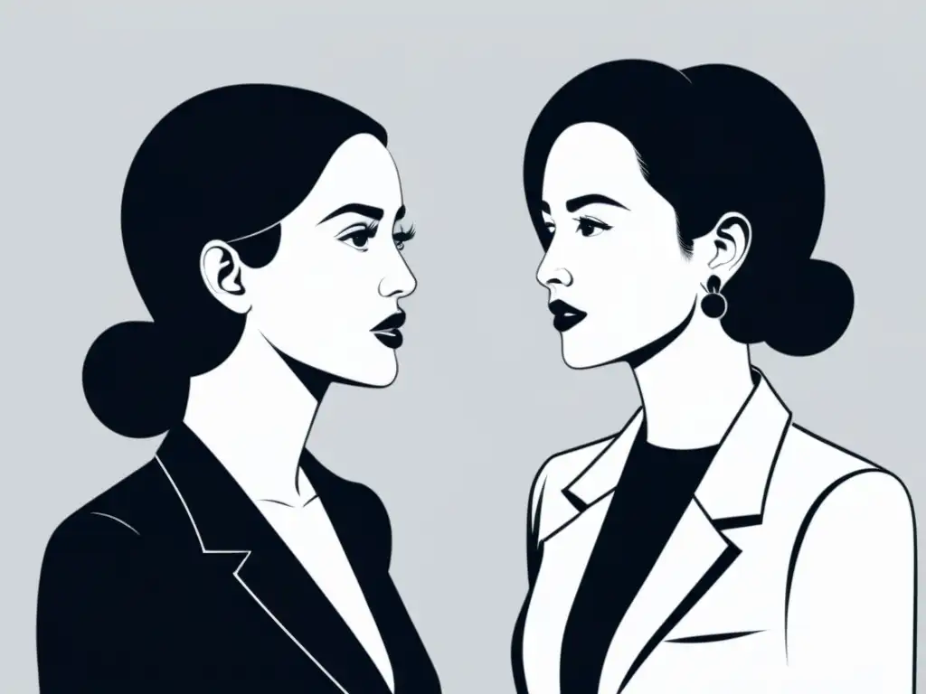 Conversación feminista impactante Dos mujeres hablan intensamente, una gesticula y la otra escucha