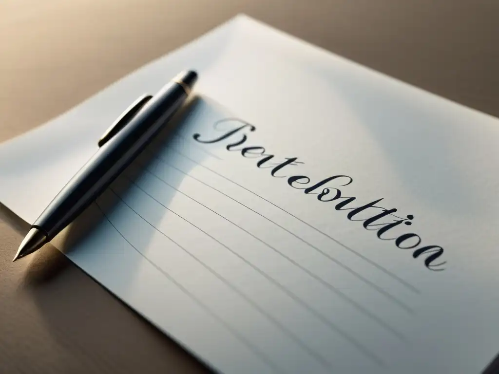 Una página en blanco con un elegante bolígrafo, sugiriendo evolución en técnicas de escritura creativa, voz y estilo