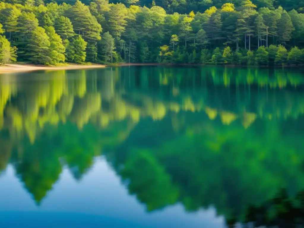 Paisaje sereno de Walden Pond reflejando la naturaleza en su estado más puro