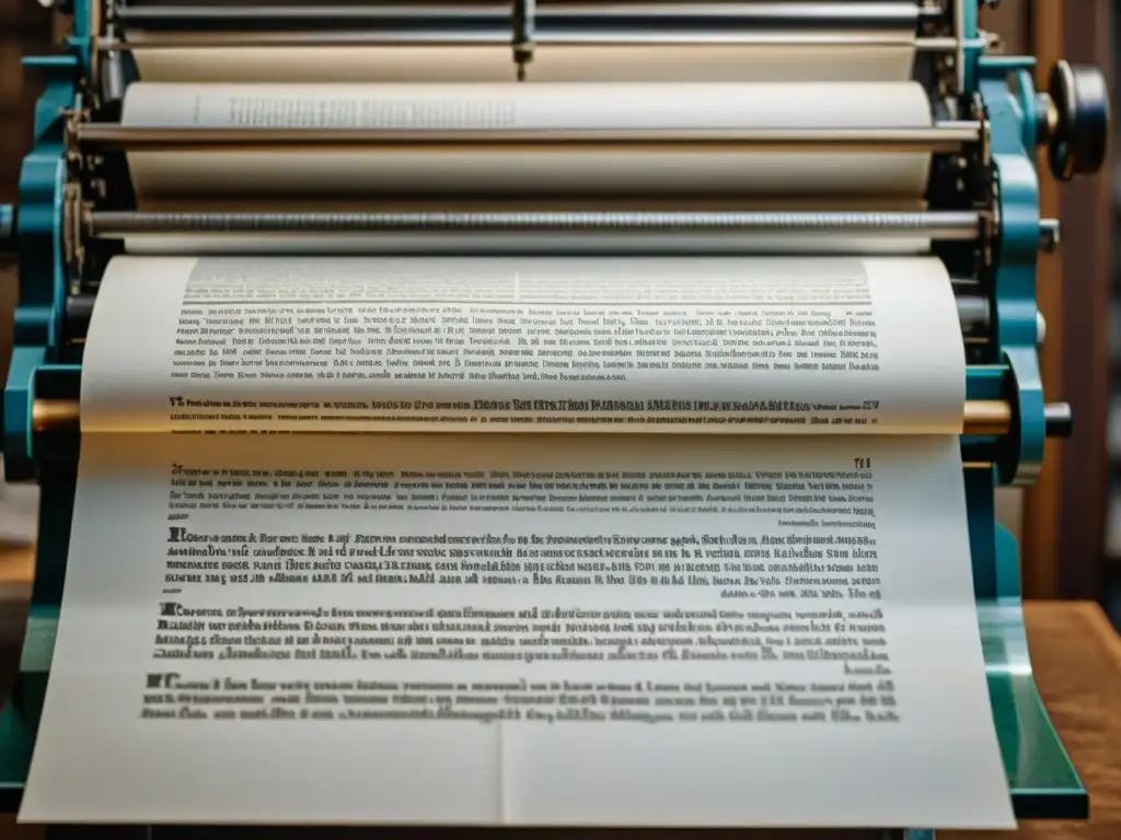 Una poesía de protesta en el Renacimiento cobra vida al ser impresa en una prensa vintage, creando una experiencia visual inmersiva única