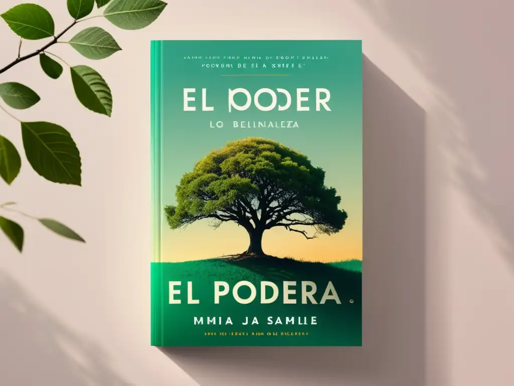 Portada atractiva para libros: árbol solitario en suave degradado de colores pastel con título elegante