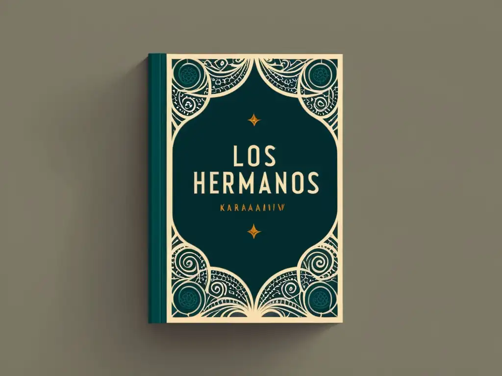 Portada genial Los Hermanos Karamázov, análisis literario, con arte sutil en tonos suaves y profunda profundidad emocional