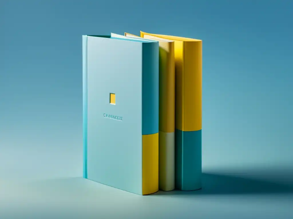 Portada de libro minimalista en 8k: Azul cielo y amarillo cálido Portada de libro minimalista dividida diagonalmente en azul cielo y amarillo cálido, con influencia psicología color