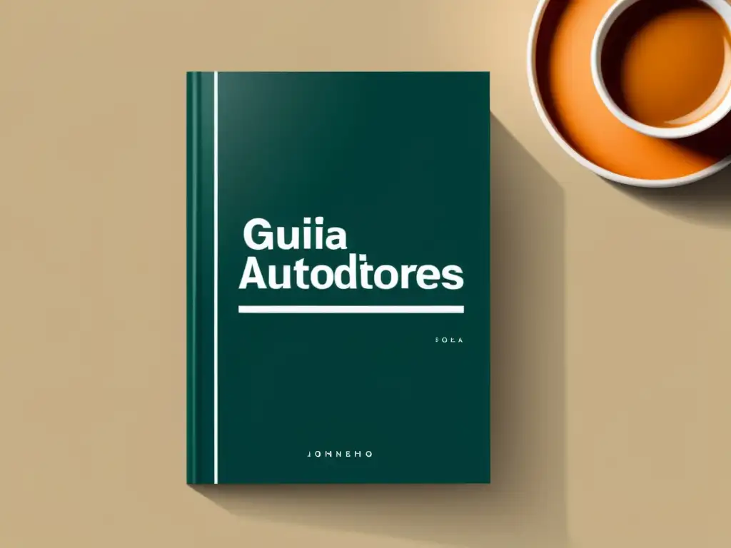 Portada minimalista de 'Guía para autoeditores de libros' con tipografía audaz y líneas elegantes, transmite profesionalismo y elegancia intemporal