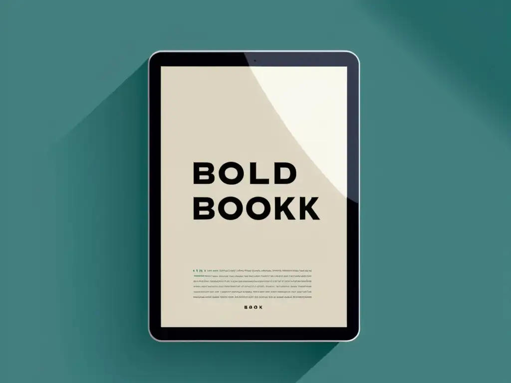 Portada minimalista de ebook con tipografía impactante y elemento gráfico abstracto