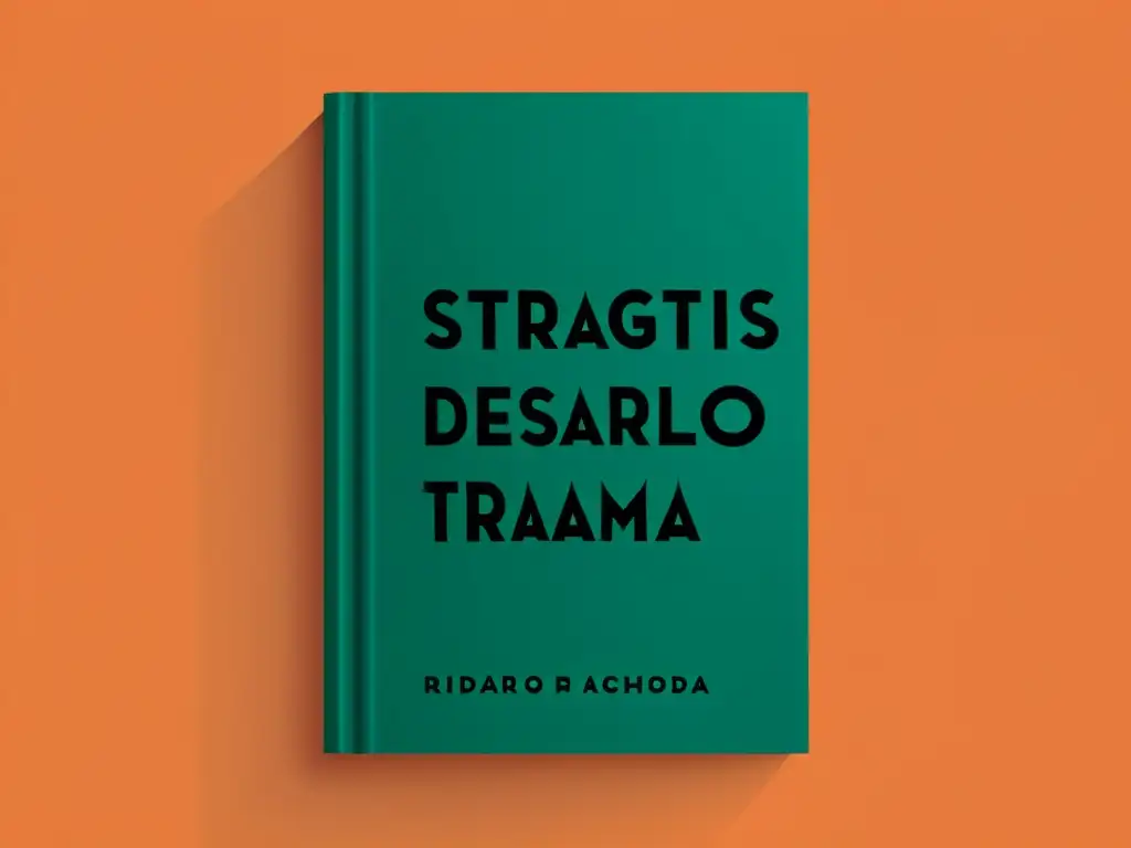 Portada minimalista con 'Estrategias de Desarrollo de Trama', técnicas literarias para maximizar impacto