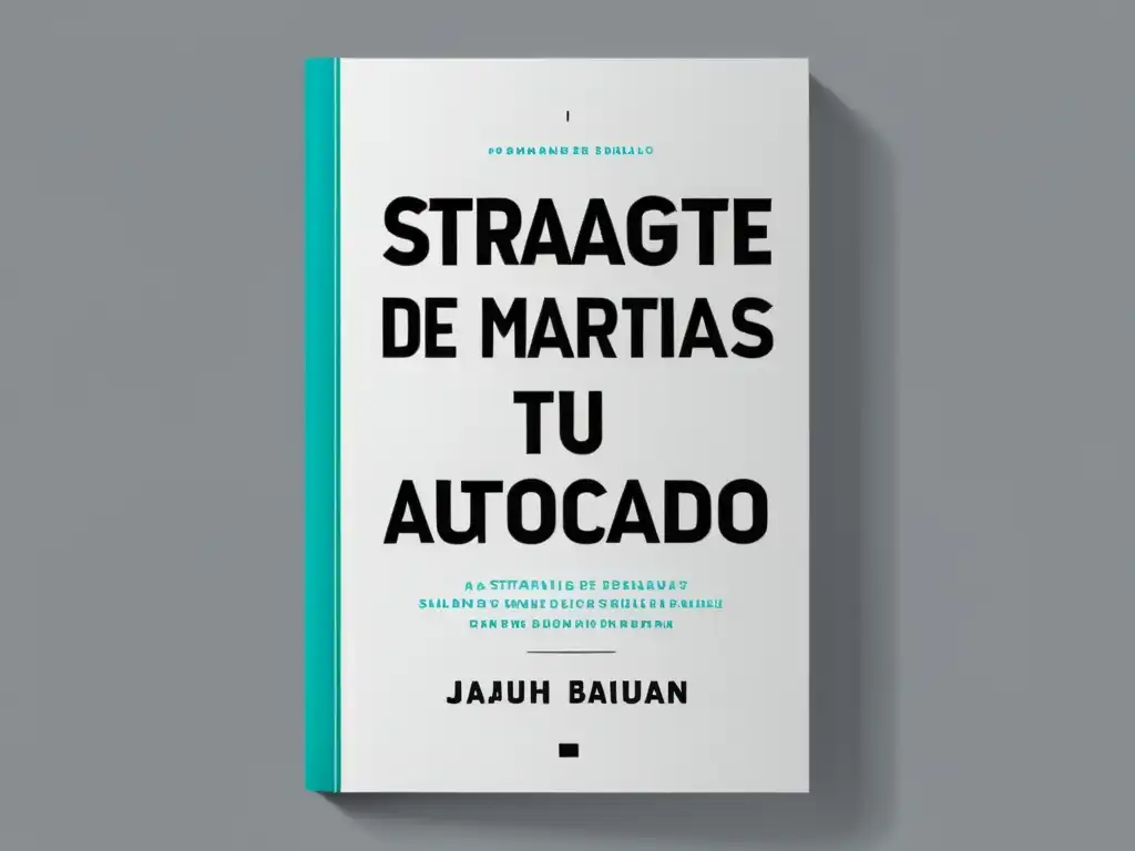 Portada minimalista de libro para 'Estrategias de marketing para tu libro autopublicado' en India, con diseño contemporáneo en blanco y negro