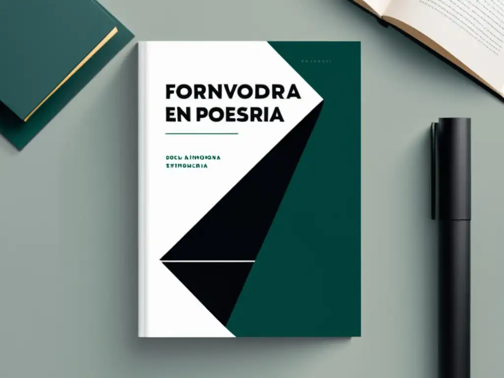 Portada minimalista y moderna de libro de poesía, reflejando la sofisticación e innovación de las formas innovadoras en la poesía moderna