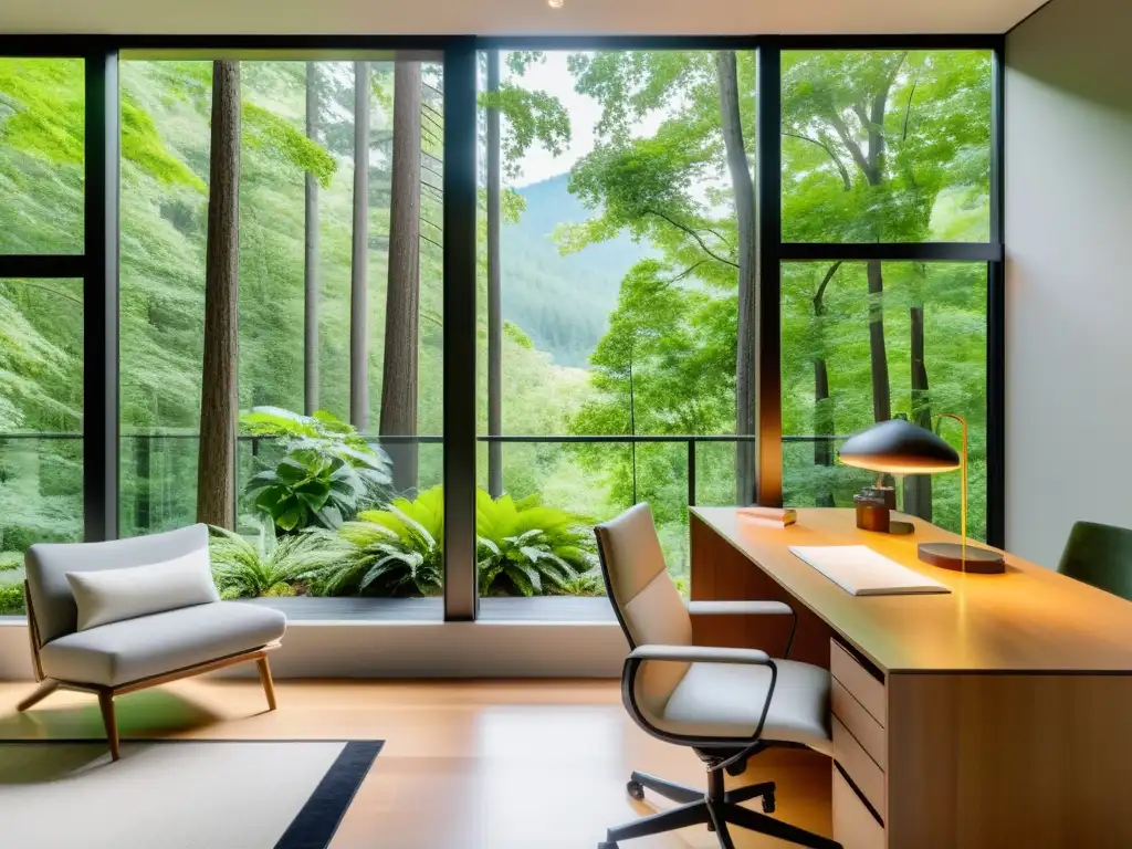 Retiro de escritura en el bosque, con luz natural, diseño minimalista y atmósfera tranquila para transformaciones personales