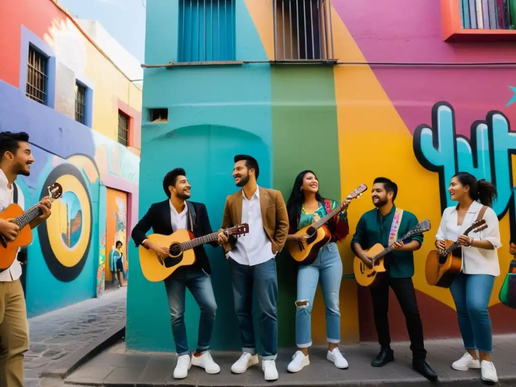 Retrato de la vibrante cultura juvenil mexicana en el siglo XX: poesía, arte callejero y pasión creativa en una colorida calle de la Ciudad de México