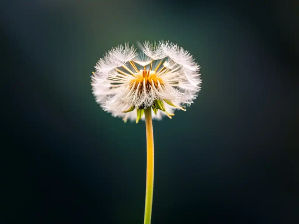 Una semilla de diente de león flotando en la oscuridad, simbolizando el poder de la imaginería poética en un taller avanzado