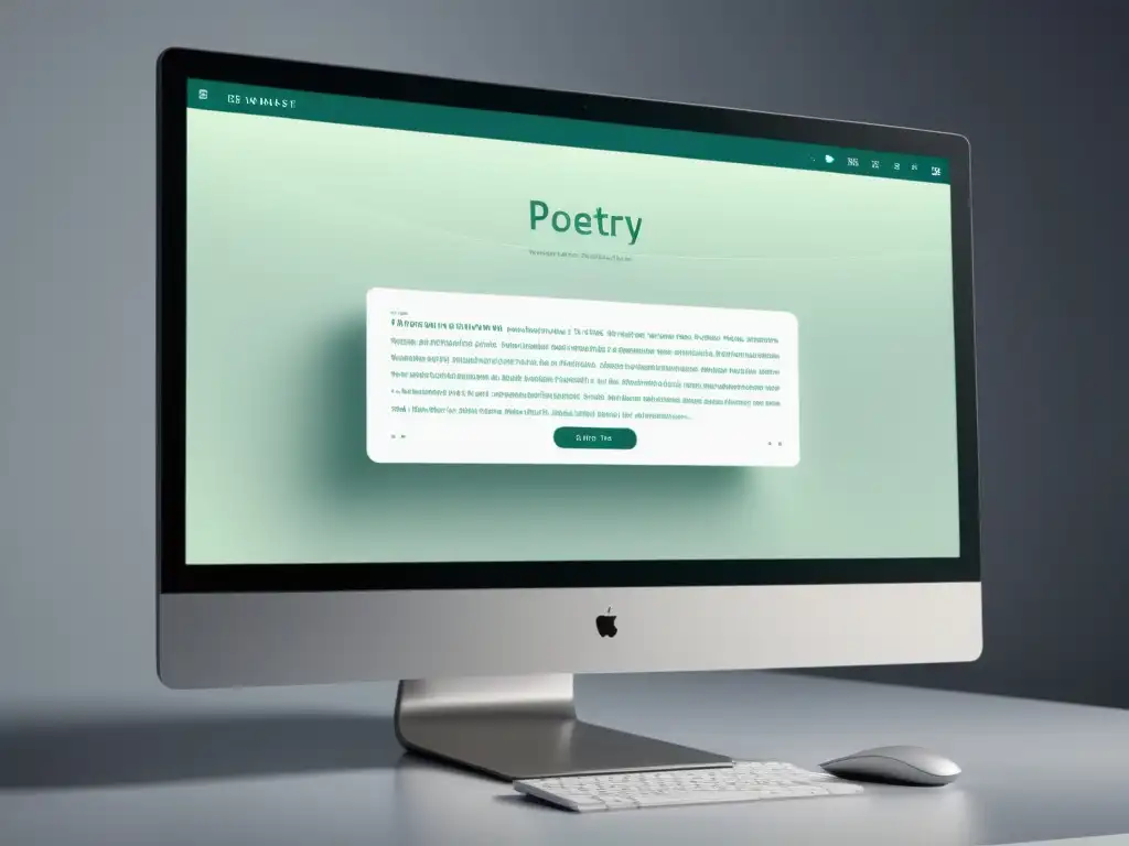 Software de escritura para poetas: Interfaz minimalista y elegante en pantalla de computadora de 8K, ideal para análisis de poesía