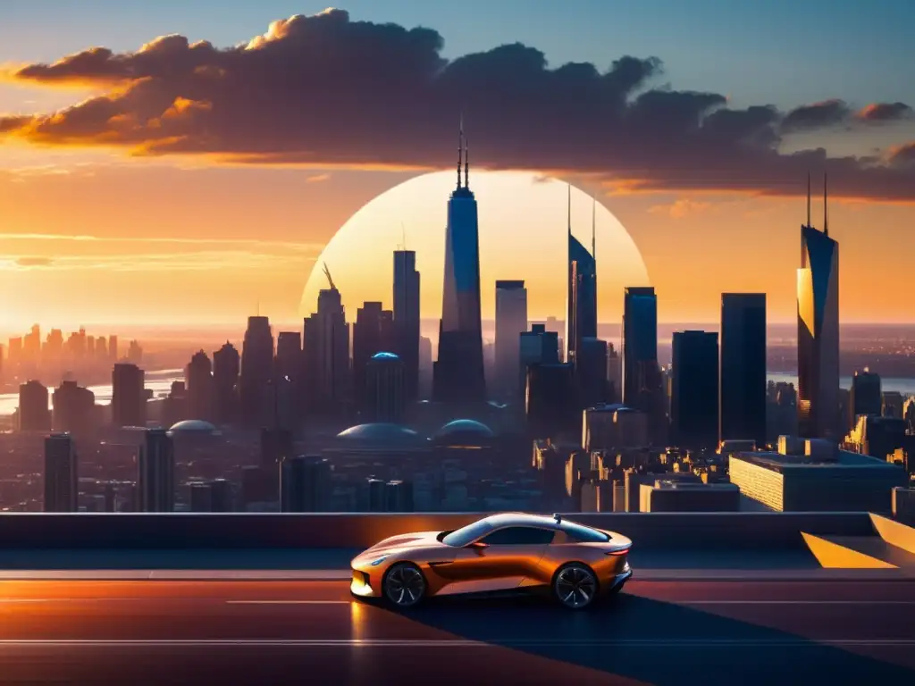 Un solitario personaje contempla la ciudad futurista mientras el sol se pone, adaptando estructuras míticas narrativa moderna