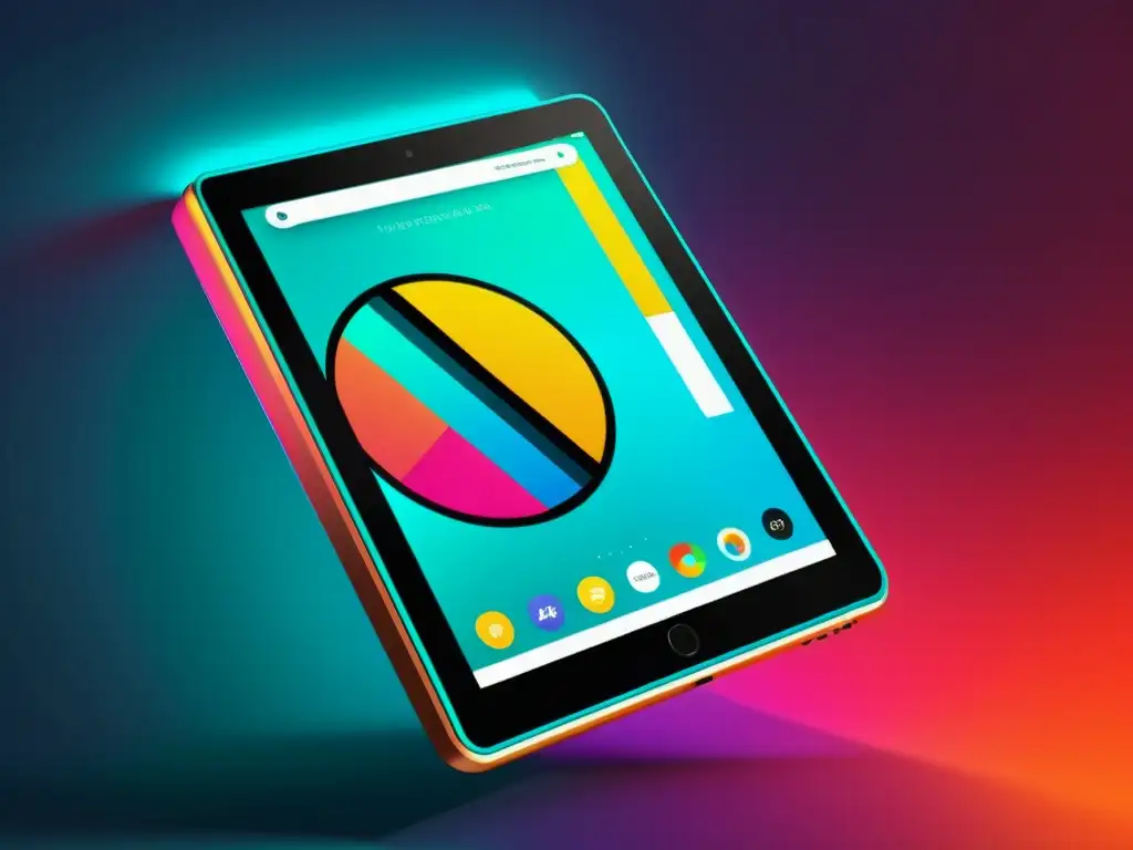 Tableta futurista muestra novela gráfica Un tablet futurista muestra La evolución de la novela gráfica con arte digital vibrante y cautivador