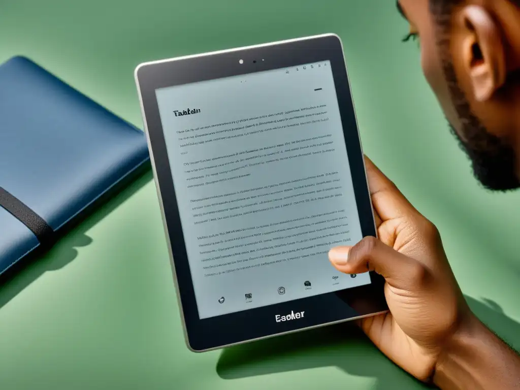 Una tablet moderna muestra una app de lectura personalizable