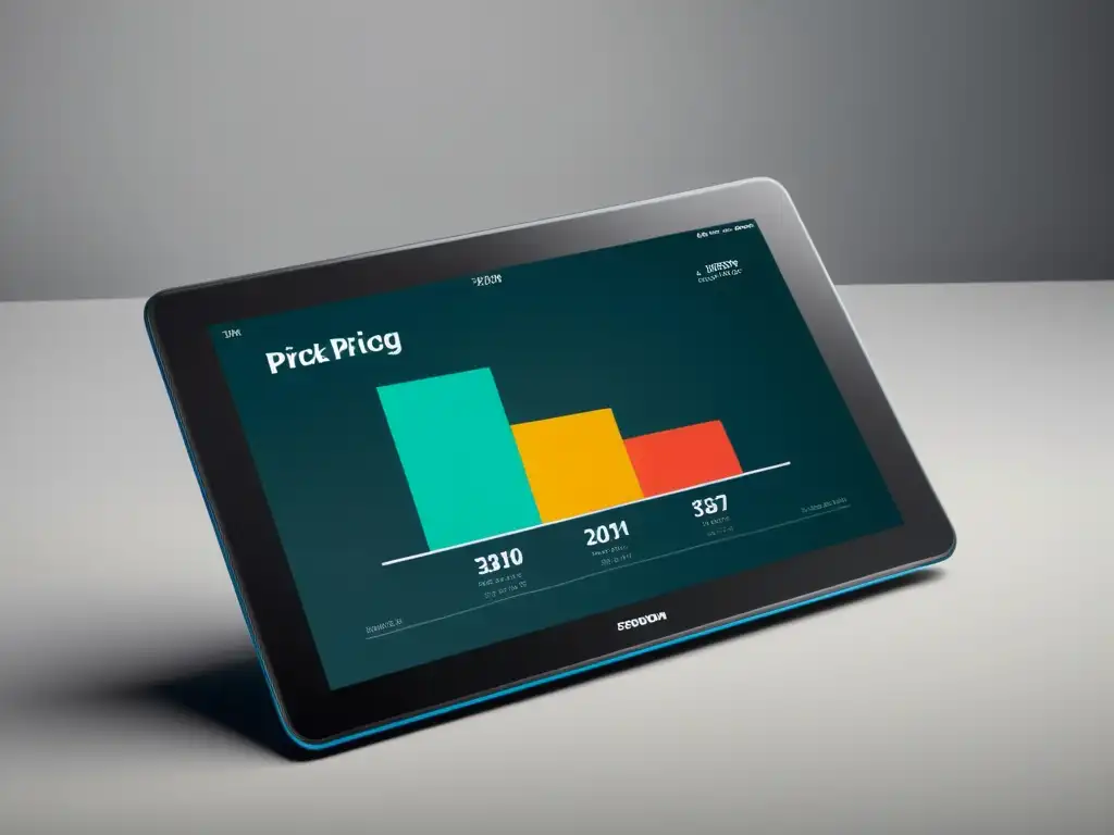 Una tablet moderna muestra gráficos de precios para libros digitales y de papel, con colores vibrantes y líneas precisas