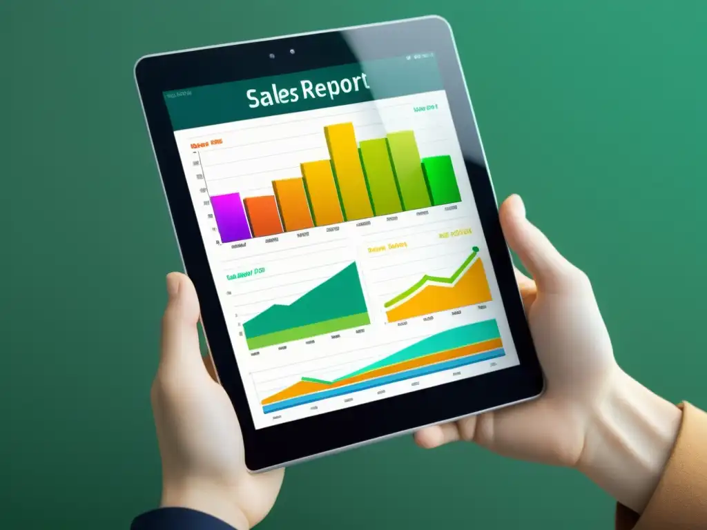 Una tableta moderna muestra gráficos de ventas de ebooks