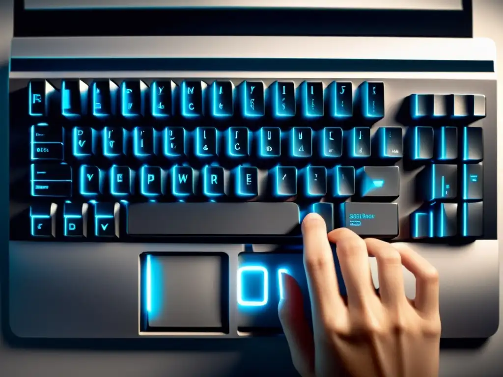 Teclado de ordenador moderno con iluminación suave, diseño minimalista y eficiente