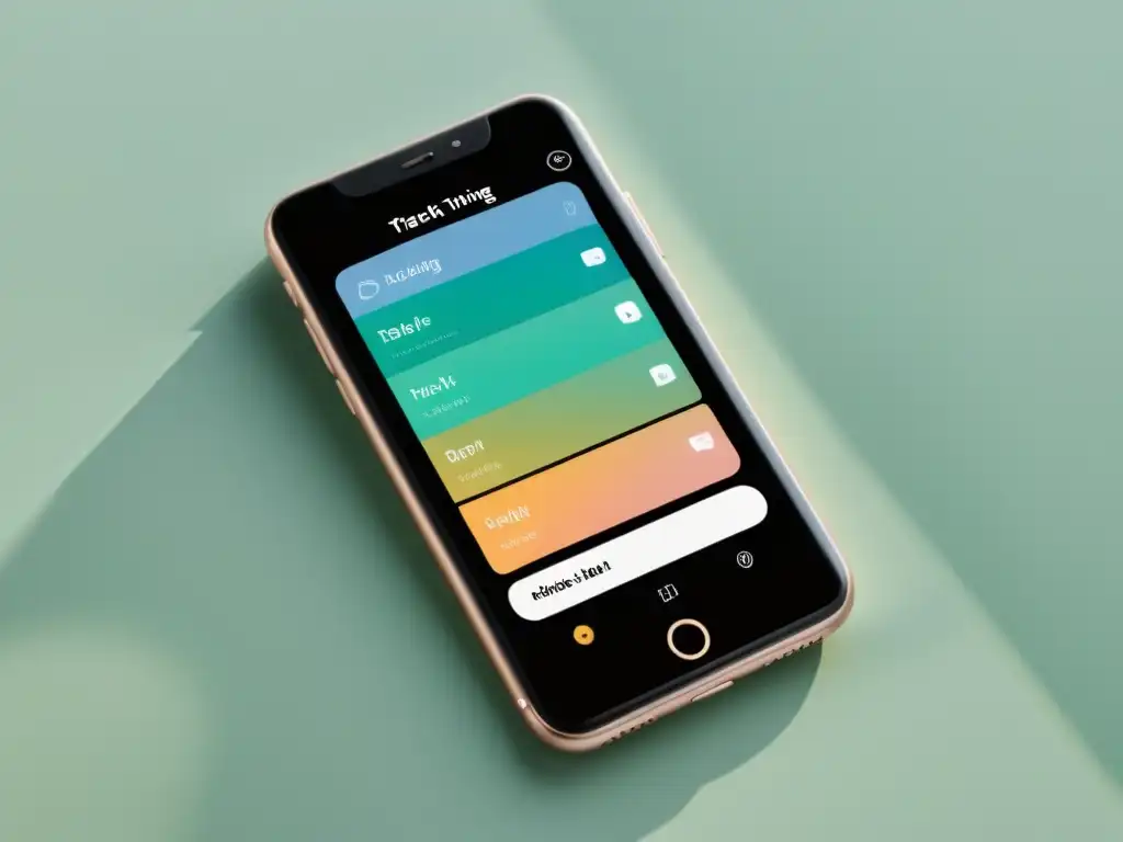 Teléfono inteligente con app rastreadora de hábitos de lectura, diseño minimalista y colores relajantes