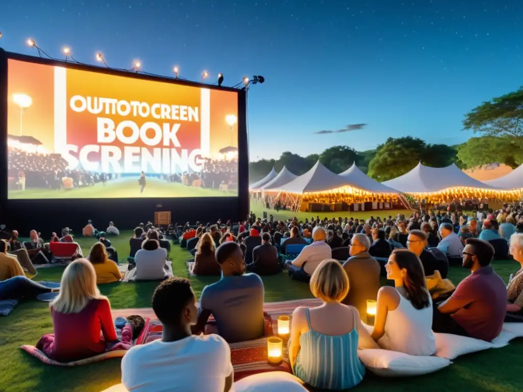 Vibrante adaptación de libros a películas en el festival Book to Screen, con proyección al aire libre y comunidad entusiasta bajo el cielo nocturno